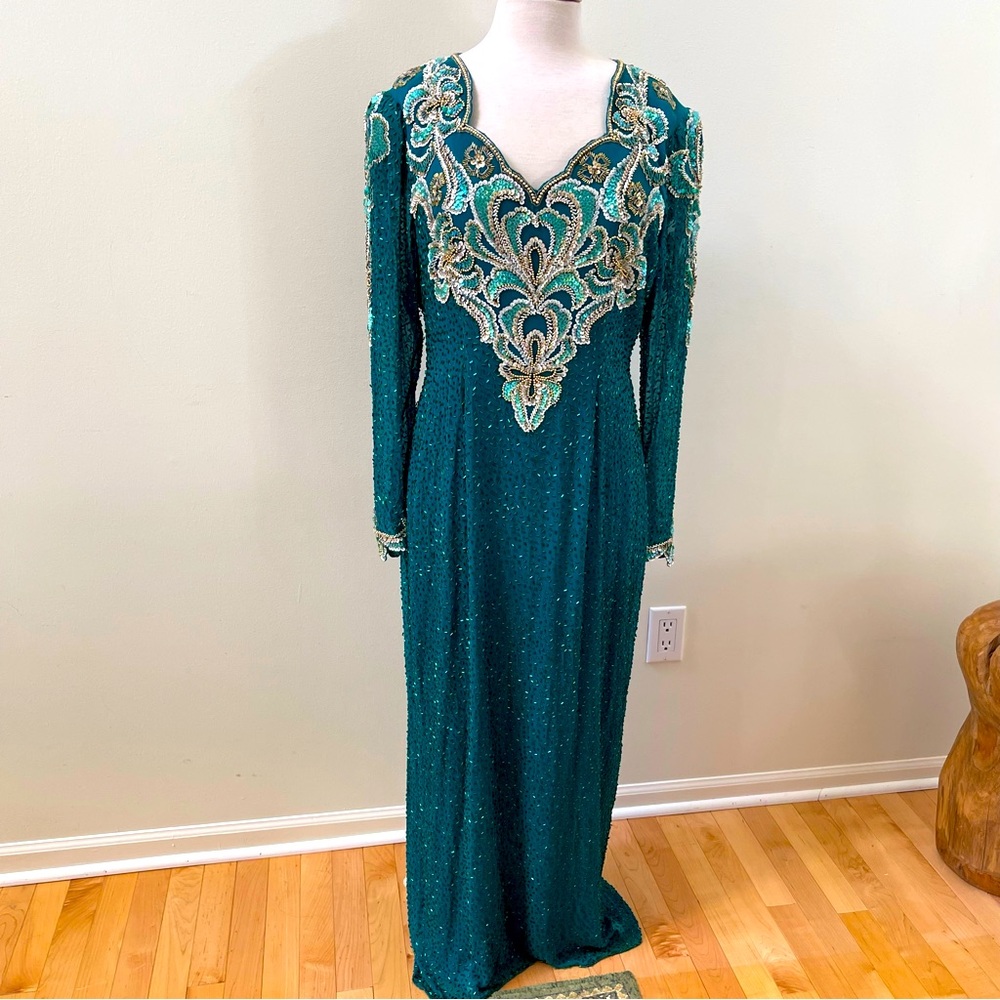 80s Drag QueenTorch Singer Dynasty Beaded Gown Vintage 18 EUC Modern 12 XTRA LIT